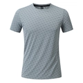 Camiseta deportiva gris para hombre de secado rápido con diseño de rejilla texturizada - M / Gris claro