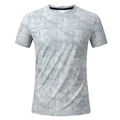 Men's light grey slim fit T-shirt featuring a modern geometric triangle pattern print - M / Light Gray