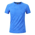 T-shirt sportiva da uomo blu acceso ad asciugatura rapida con texture marmorizzata - M / Blu reale