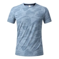 Men's quick-dry sports T-shirt in light blue camouflage print with breathable mesh fabric - M / Fog Blue