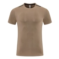 Herren schnelltrocknendes Kompressions-T-Shirt in Khaki-Braun mit Schulterstreifen - M / Braun