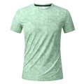 Men's quick-dry light green T-shirt with geometric texture and round neck detail - M / Bean Green