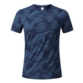 Men's quick-dry sports T-shirt in dark blue geometric camo print, size XL, crew neck - M / Navy Blue