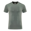 Herren Sport-T-Shirt in Salbeigrün, schnelltrocknend mit schwarzen Schulterstreifen - M / Hell-Armeegrün