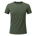 Camiseta de hombre verde militar de secado rápido con textura geométrica y detalles - M / Verde Militar