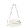 Chic pleated crossbody bag in creamy white with pearl chain and dual straps - White