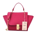 Borsa a tracolla fucsia in finto coccodrillo e camoscio con fibbia dorata di lusso - Rosa Rosso