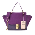 Borsa a tracolla viola in pelle smerigliata e stampa coccodrillo con catena d'oro - Viola