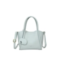 Light blue bucket bag in soft lychee leather with cute elephant charm and strap - Light Blue