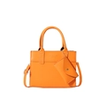 Retro orange leather tote bag with small envelope pouch and adjustable shoulder strap - Orange