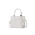 White faux leather crossbody handbag with mini pouch and adjustable gold strap - White