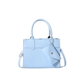 Minimalist light blue color-block tote bag with small envelope pouch and shoulder strap - Blue