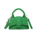 Green woven square handbag with top handle and detachable strap in a trendy vibrant color - Green
