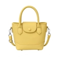 Bright yellow pebbled leather tote bag with dual handles and adjustable shoulder strap - Yellow