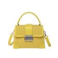 Bright yellow shoulder bag with snakeskin pattern, metal buckle and sturdy handle - Yellow