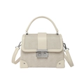 Chic cream white box bag with snake pattern texture and silver metal clasp - Off White