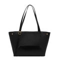 Minimalistische zwarte shopper met matte textuur en gouden klinknagels - Zwart