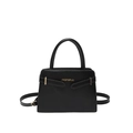 Classic black handbag for women featuring a golden logo and a sleek trapezoidal shape - Black