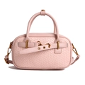 Sac à main rose clair en cuir tressé avec poignées et bandoulière réglable - Rose