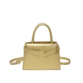 Golden glossy leather small square handbag with top handles and adjustable strap - Gold