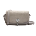 Light gray saddle bag with woven texture flap and silver twist lock closure - Gray