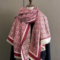 Sciarpa invernale spessa con motivi floreali a nido d'ape rosso e beige con frange - 65*185cm / Rosso
