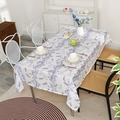 Rectangle table cloth featuring elegant dragonfly and flower patterns on white fabric - 135*135 / Mixed Blue Flower