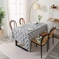 Modern black and white geometric diamond pattern oil-proof tablecloth for rectangle dining table - 100x140 / Black and White Geometric Grid