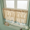 Rideau café vintage champagne avec jacquard damassé et ourlet à fleurs volanté - Brun Thé au Lait / 60*150