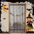 Halloween black lace door curtain with spider web pattern and colorful HALLOWEEN letters - 100*100cm / Spider Web