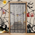 Halloween black lace spiderweb door curtain hanging on a wooden frame for party decoration - Spider Web / 100*100cm