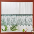 Green floral embroidery lace cafe curtain with scalloped edges for window decor - Large Style / Green