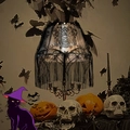 Paralume gotico in pizzo nero con teschio e frange per decorazioni feste di Halloween - 150*52 / Nero