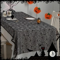 Halloween black lace tablecloth with spider web patterns for spooky party decor - 100*100cm / Spider