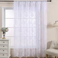 Elegant French vintage white lace curtains with floral embroidery for bedroom and living room - 140*200 / Ethereal White