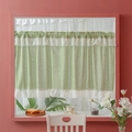 Green and white plaid coffee curtain with decorative ruffles and rod pocket design - Green Plaid/Gingham / 76*60cm