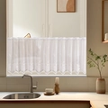 White daisy lace cafe curtain with delicate floral embroidery for kitchen windows - 150*45cm / White