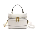 White box handbag with lychee texture leather, gold hardware and bicolor handle - White