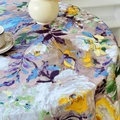 Mantel redondo con diseño floral de pintura al óleo en mezcla de algodón y lino - Cuadrado (132x132) / Morado