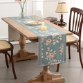 Runner da tavolo impermeabile grigio-blu con rose rosa per tavoli da pranzo e caffè - 35*150 / Azzurro