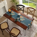Runner da tavolo elegante con gru e sole rosso in tessuto blu navy per arredamento - 35*150 / Blu scuro