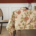 Tovaglia spessa in ciniglia con eleganti motivi jacquard di uccelli e fiori in stile vintage - 130*130cm / Jacquard con Fiori e Uccelli Rossi