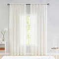 Elegant white floral lace curtains with scalloped edges for rod pocket installation - 140*260cm / Phoenix Tail White