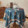 Blauw Chinees rond tafelkleed met patronen van kraanvogels en wolken erop - 140x100 / Marineblauw