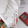 Rideau en dentelle blanche minimaliste avec motif floral crocheté et glands - 60*180 / Fleur à Huit Pétales Blanche (Avec Glands)