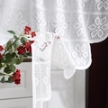 Rideau minimaliste en dentelle blanche avec broderie florale et mailles ajourées - 60*180 / Fleur à Huit Pétales Blanche (Sans Glands)