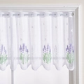 White lace cafe curtain with lavender embroidery for kitchen windows and balconies - Lavender Coffee Curtain