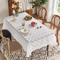 Elegant white lace tablecloth featuring rose floral patterns and scalloped edges - 60*60cm / White