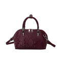 Borsa a mano bordeaux con trama a pelle di serpente e finiture in metallo argento - Borgogna