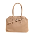 Sac fourre-tout beige rétro à rayures verticales avec détail de sangle réglable - Grand / Kaki